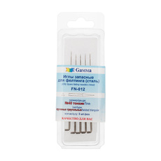 Иглы для валяния (фелтинга) запасные в пластиковой упаковке с европодвесом 5 шт №40 тонкие, тип "крученые треугольные" - Ставропольский кардочёс