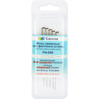 Иглы для валяния (фелтинга) запасные в пластиковой упаковке с европодвесом 5 шт №38 средние, тип "корона" - Ставропольский кардочёс